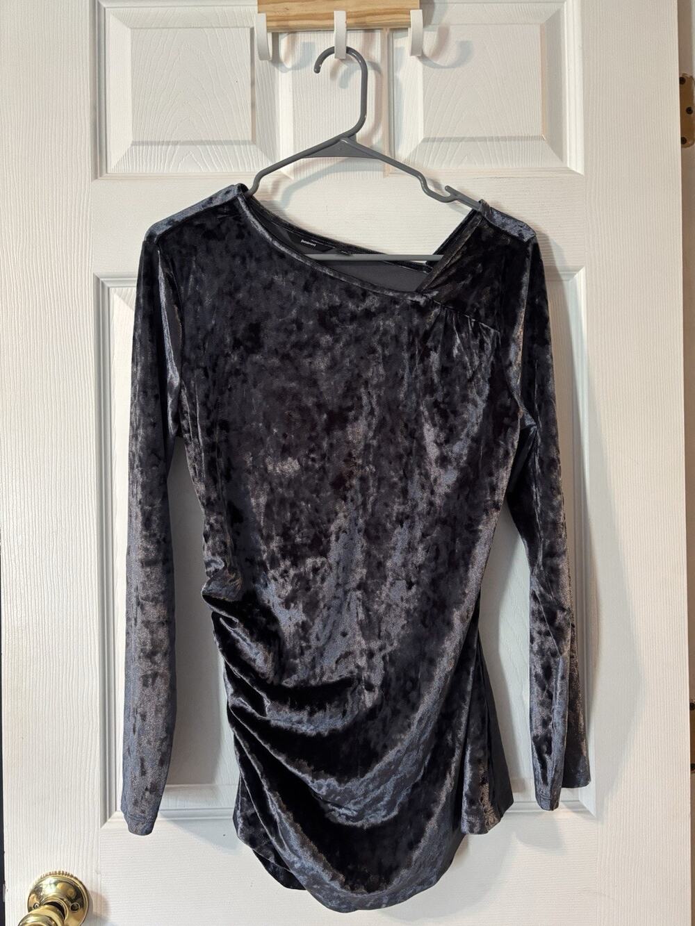 Betabrand Blouse Sz M Medium Soft Velvet Velour Ruched Side